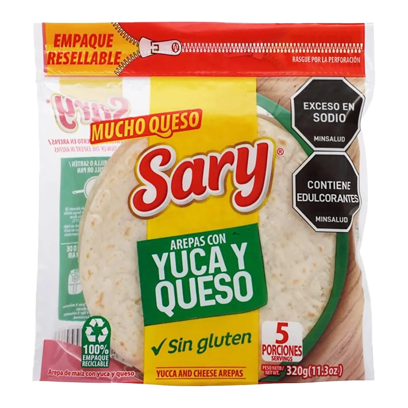 AREPA SARY YUCA QUESO X5 X 400 GR
